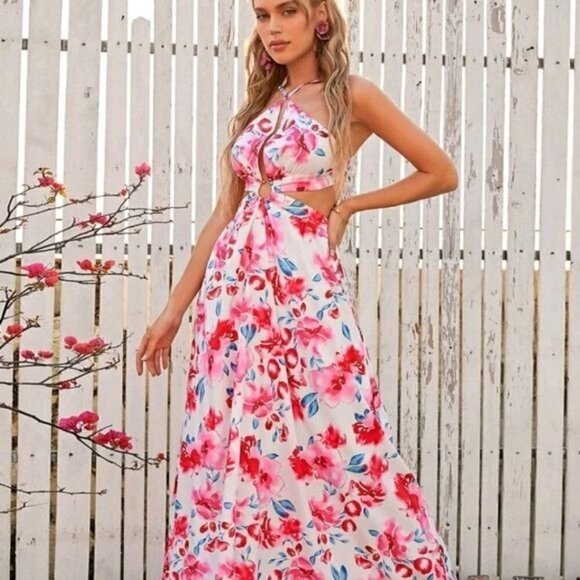 BACKLESS TIE BACK BOHO DRESS - Picture 6 of 14